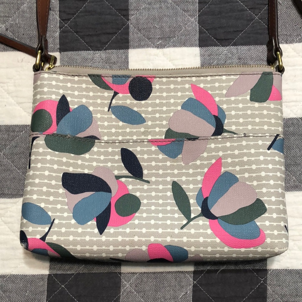 Fossil Floral Crossbody Bag - Pink, Blue, Gray